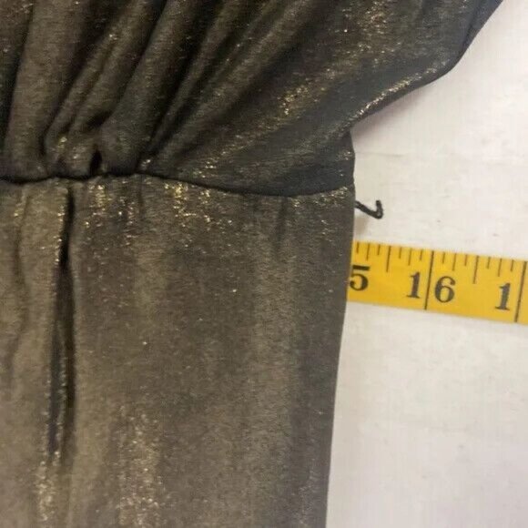 Calvin Klein Dress Black Gold Round Neck Sleeveless Lined Pleated Size 8 - Picture 4 of 7